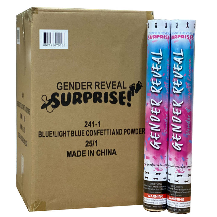 18" Blue Gender Reveal Powder and Confetti Cannons Case 25/1