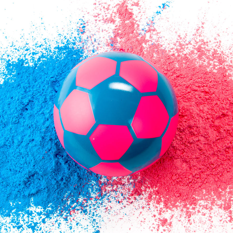 Pink and Blue Gender Reveal Powder Soccer Ball